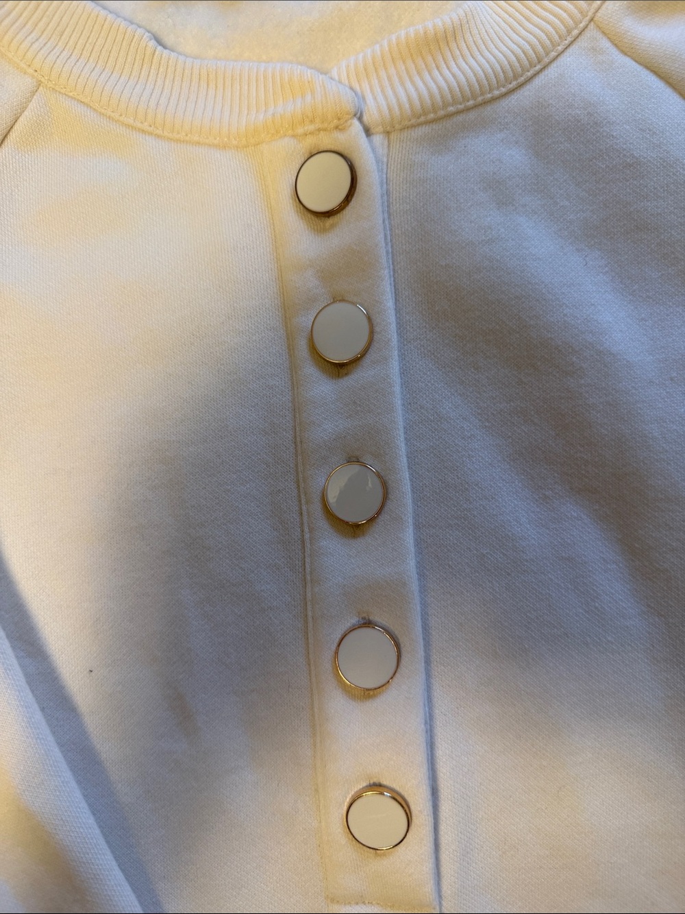 Ann Taylor Cream Button Henley Sweatshirt Pullover Sz L - Picture 2 of 4